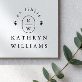 Moderne Fleuron Monogram Ex Libris Boekplaat Stemp Rubberstempel