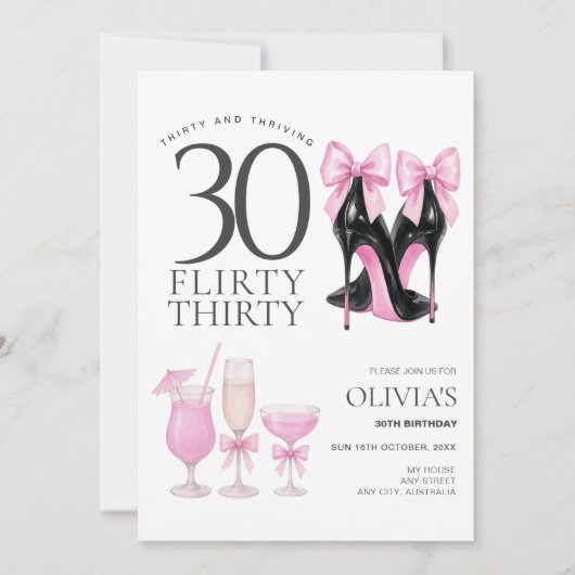 Moderne Flirty Trente 30e anniversaire Invitation (Devant)
