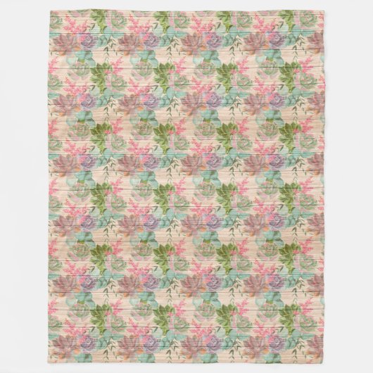 Moderne flora op hout, populair fleece deken (Voorkant)