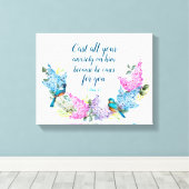 Moderne Floral 1 Peter 5:7 Faux Canvas Afdrukken (Insitu (Houten vloer))