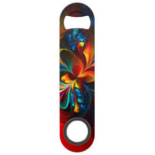 Moderne Floral Abstrait Art Orange Bleu Motif #14