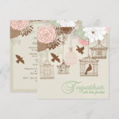 Moderne Floral Birdcage bruiloft Kaart (Voorkant / Achterkant)