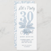 Moderne Floral Blue 30e anniversaire Invitation (Devant / Derrière)