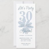 Moderne Floral Blue 30e anniversaire Invitation (Devant)