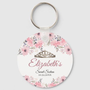 Moderne Floral Blush roze roodbruin zestien Sleutelhanger