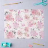 Moderne Floral Blush roze Waterverf Tissuepapier (Craft)