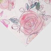Moderne Floral Blush roze Waterverf Tissuepapier (Detail)