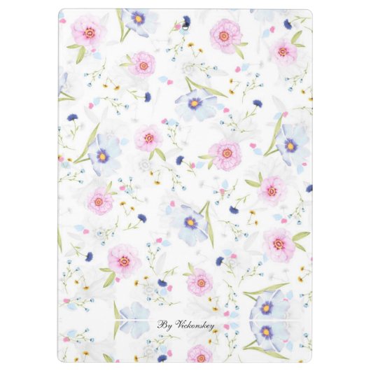 Moderne Floral botanische bloemen Klembord (Achterkant)