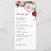 Moderne Floral Bourgogne Blush Greenery Menu Maria (Devant)