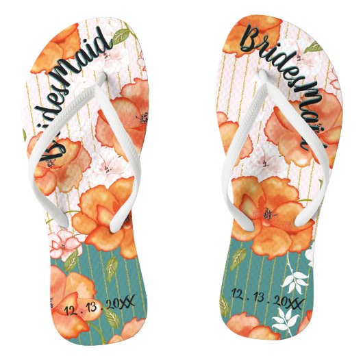 Moderne Floral Bridesmaid Wedding Favor Teenslippers (Voetbed)