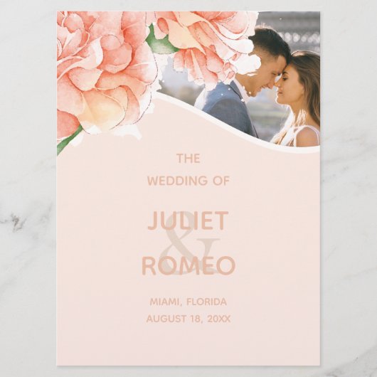 Moderne Floral bruiloft foto Programma (Voorkant)