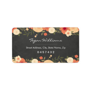 Moderne Floral Chalkboard Adresetiketten Etiket