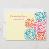 Moderne Floral Chrysanthemum Wedding Invitations Kaart (Achterkant)