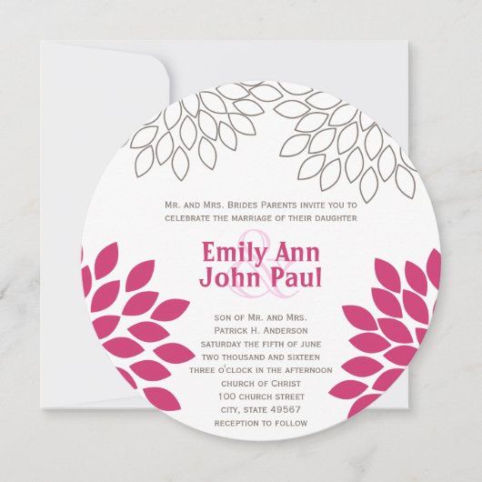 Moderne Floral Chrysanthemum Wedding Invitations Kaart (Voorkant)