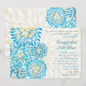 Moderne Floral Chrysanthemum Wedding Invitations Kaart (Voorkant / Achterkant)