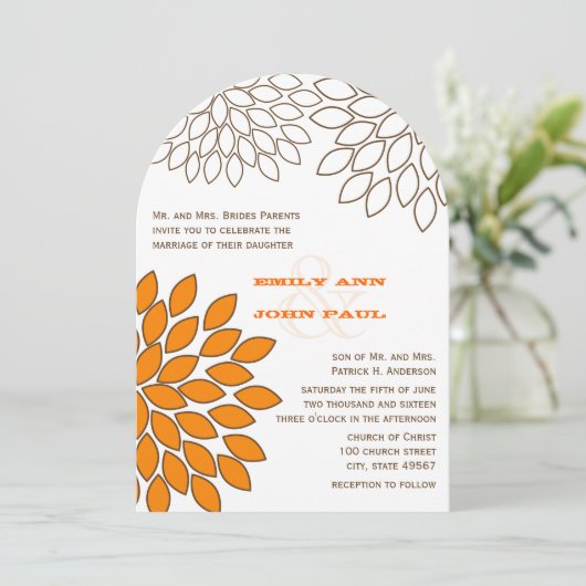 Moderne Floral Chrysanthemum Wedding Invitations Kaart (Staand voorkant)