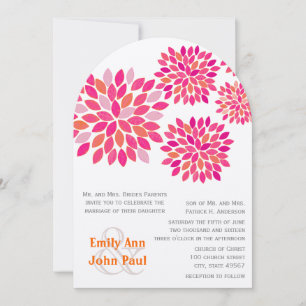 Moderne Floral Chrysanthemum Wedding Invitations Kaart