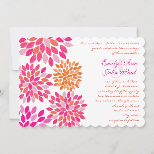 Moderne Floral Chrysanthemum Wedding Invitations Kaart (Voorkant)