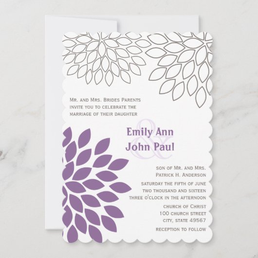 Moderne Floral Chrysanthemum Wedding Invitations Kaart (Voorkant)