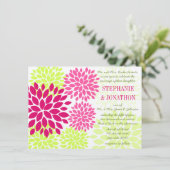 Moderne Floral Chrysanthemum Wedding Invitations Kaart (Staand voorkant)