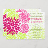 Moderne Floral Chrysanthemum Wedding Invitations Kaart (Voorkant / Achterkant)