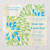 Moderne Floral Chrysanthemum Wedding Invitations Kaart (Voorkant / Achterkant)