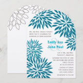 Moderne Floral Chrysanthemum Wedding Invitations Kaart (Voorkant / Achterkant)