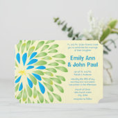 Moderne Floral Chrysanthemum Wedding Invitations Kaart (Staand voorkant)
