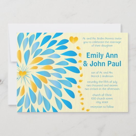 Moderne Floral Chrysanthemum Wedding Invitations Kaart (Voorkant)