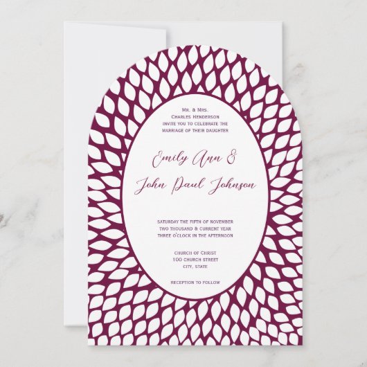 Moderne Floral Chrysanthemum Wedding Invitations Kaart (Voorkant)