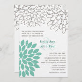 Moderne Floral Chrysanthemum Wedding Invitations Kaart (Voorkant / Achterkant)