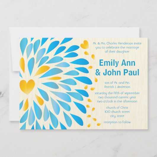 Moderne Floral Chrysanthemum Wedding Invitations Kaart (Voorkant)