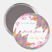 Moderne Floral Chrysanthemum Wedding Invitations Magneet (Voorkant / Achterkant)