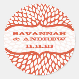 Moderne Floral Chrysanthemum Wedding Invitations Ronde Sticker