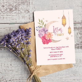 Moderne Floral Crescent Iftar Party uitnodiging