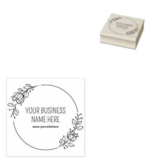 Moderne Floral Custom Bedrijfsnaam Rubberstempel (Gestempeld)