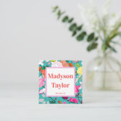 Moderne Floral Custom Typography Vierkante Visitekaartje (Staand voorkant)
