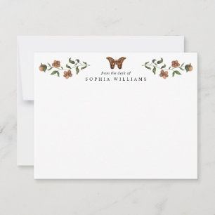 moderne Floral Garden Greenery Butterfly Notitiekaartje