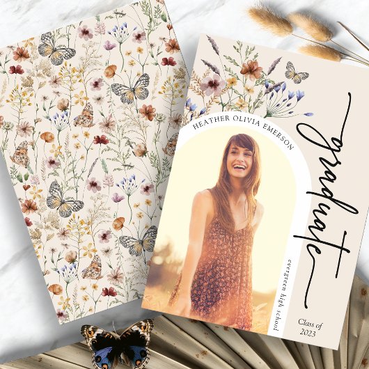 Moderne Floral Graduate Faire-part