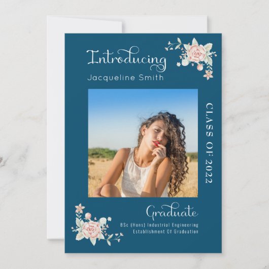 Moderne Floral Graduation 2022 Invitation photo (Devant)