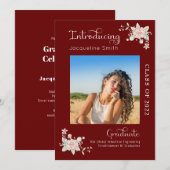 Moderne Floral Graduation 2022 Invitation photo (Devant / Derrière)