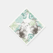 Moderne Floral Grafische Flowers Aqua Black Servetten (Hoek)