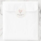 Moderne Floral Heart Bruiloft Sticker (Tas)