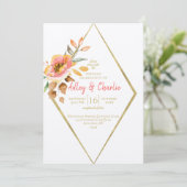 Moderne Floral Herfst Minimalistisch Boho Chic Wed Kaart (Staand voorkant)