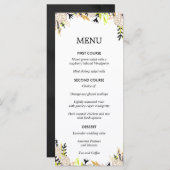 Moderne Floral Ink Bruiloft Menu (Voorkant / Achterkant)