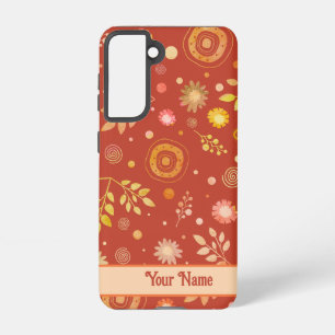 Moderne Floral Inspirivity Sinaasappel Fun Abstrac Samsung Galaxy Hoesje