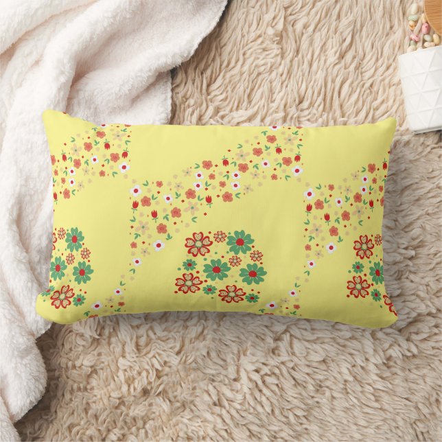 Moderne Floral Jaune Lumbar Coussin (Couverture)