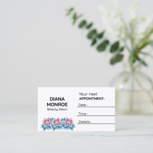 Moderne Floral krans elegante salons Afsprakenkaartje (Staand voorkant)