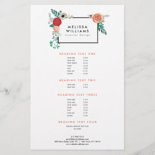  Moderne Floral Motif over Witte Ontwerper Flyer