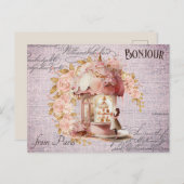 Moderne  Floral Paris Cafe Briefkaart (Voorkant / Achterkant)